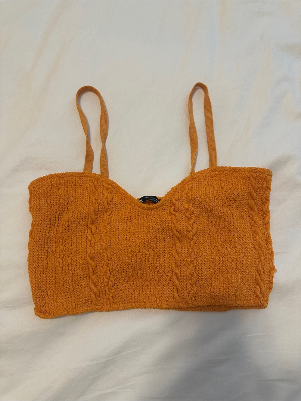 ZARA CABLE KNIT CROPPED CAMI